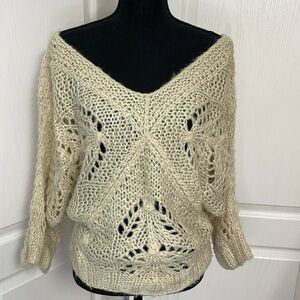 Pink Martini mohair sweater top batwing size S cream